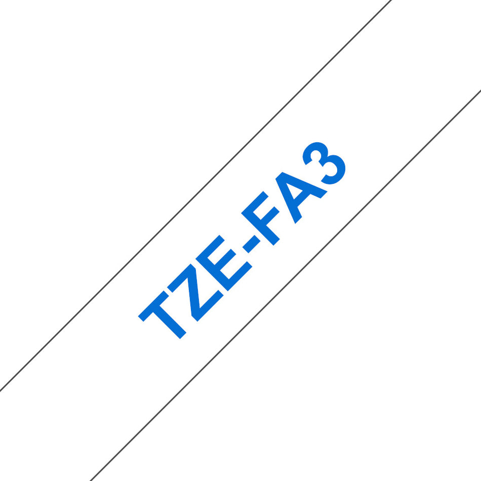 Brother TZE-FA3 label-making tape Blue on white