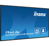 iiyama LH5075UHS-B1AG Signage Display Digital signage flat panel 125.7 cm (49.5") LCD Wi-Fi 500 cd/m² 4K Ultra HD Black Built-in processor Android 11 24/7