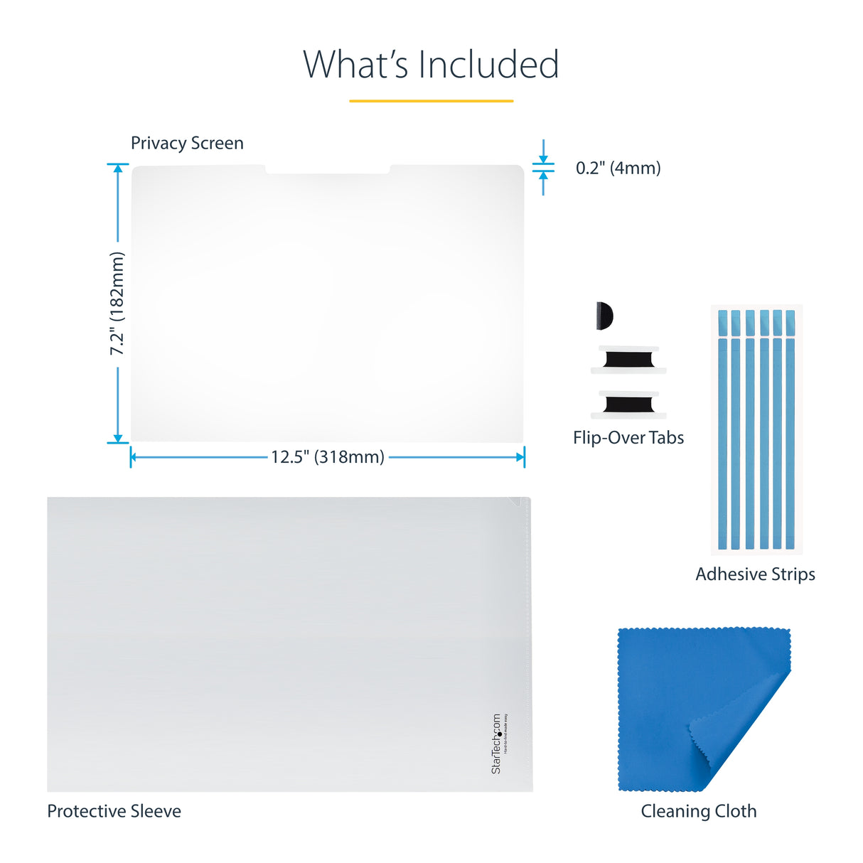 StarTech.com 14-inch 16:9 Touch Privacy Screen, Anti-Glare Privacy Filter, Laptop Monitor Screen Protector with 51% Blue Light Reduction, Flip-Over