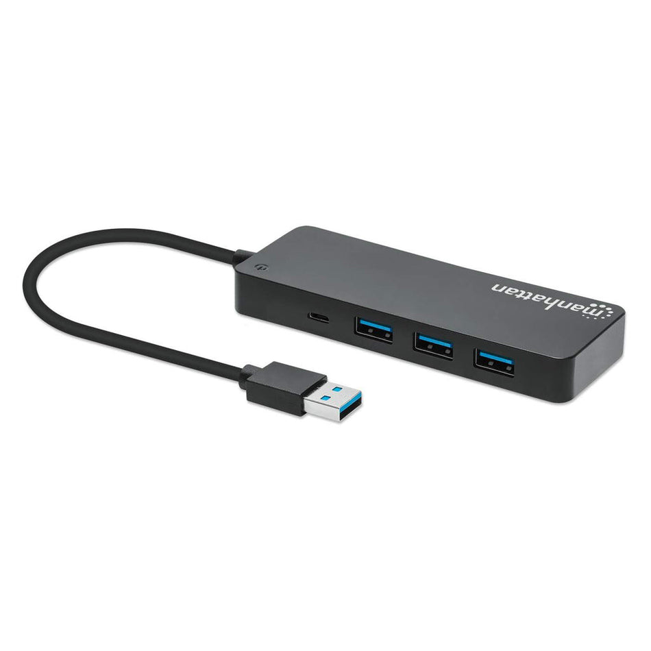 Manhattan USB-A Dock/Hub, Ports (x7): USB-A (x7), 5 Gbps (USB 3.2 Gen1 aka USB 3.0), External Power Supply Not Needed, Cable 15cm, SuperSpeed USB, Black, Three Year Warranty, Blister