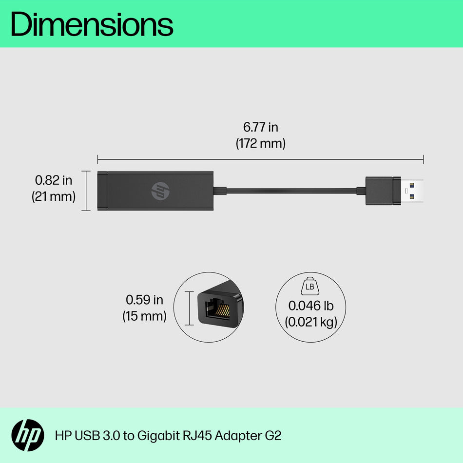 HP USB 3.0 to Gigabit RJ45 Adapter G2