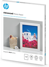 HP Advanced Photo Paper, Glossy, 250 g/m2, 13 x 18 cm (127 x 178 mm), 25 sheets