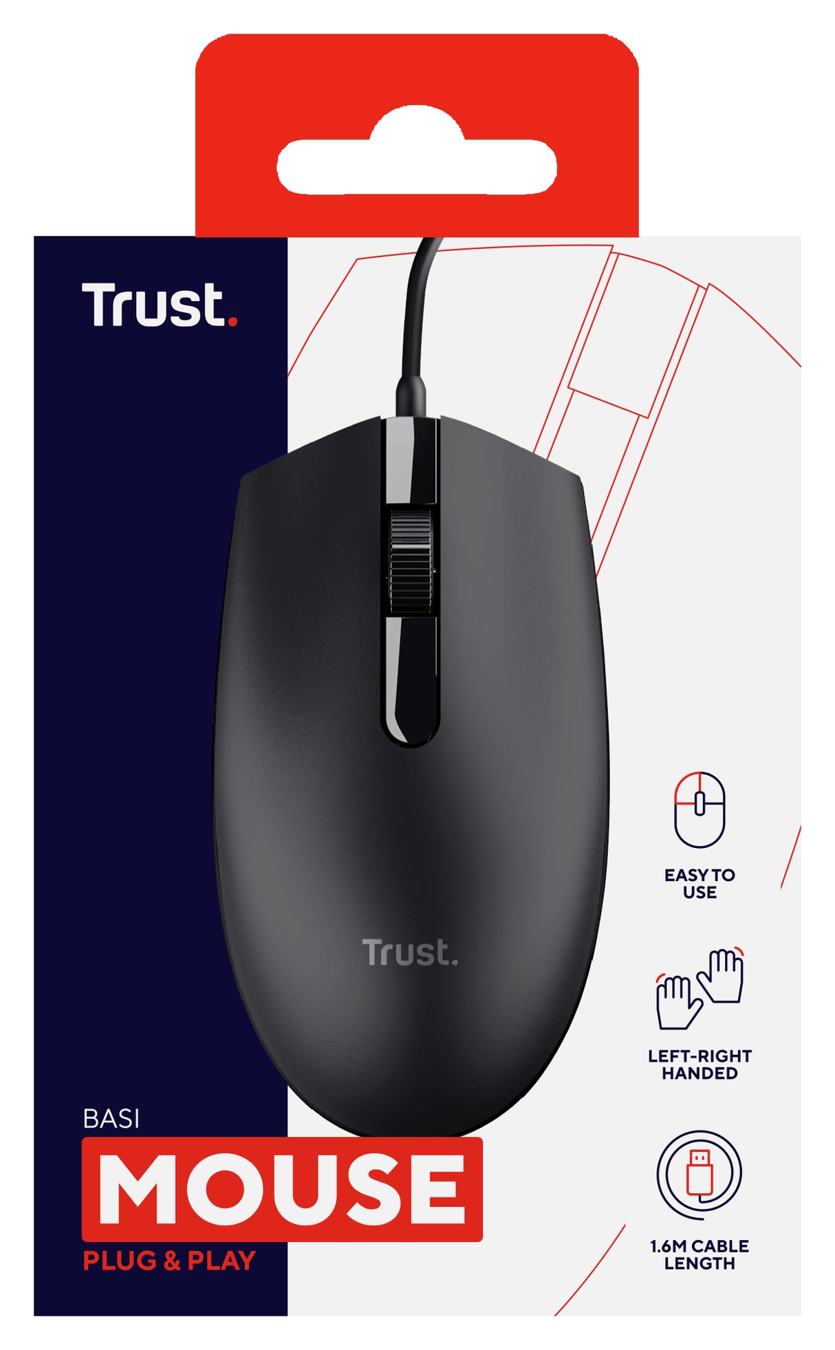 Trust Basi mouse Office Ambidextrous USB Type-A Optical 1200 DPI