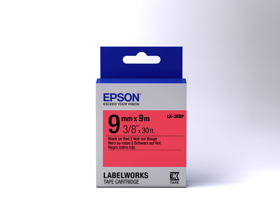 Epson Label Cartridge Pastel LK-3RBP Black/Red 9mm (9m)