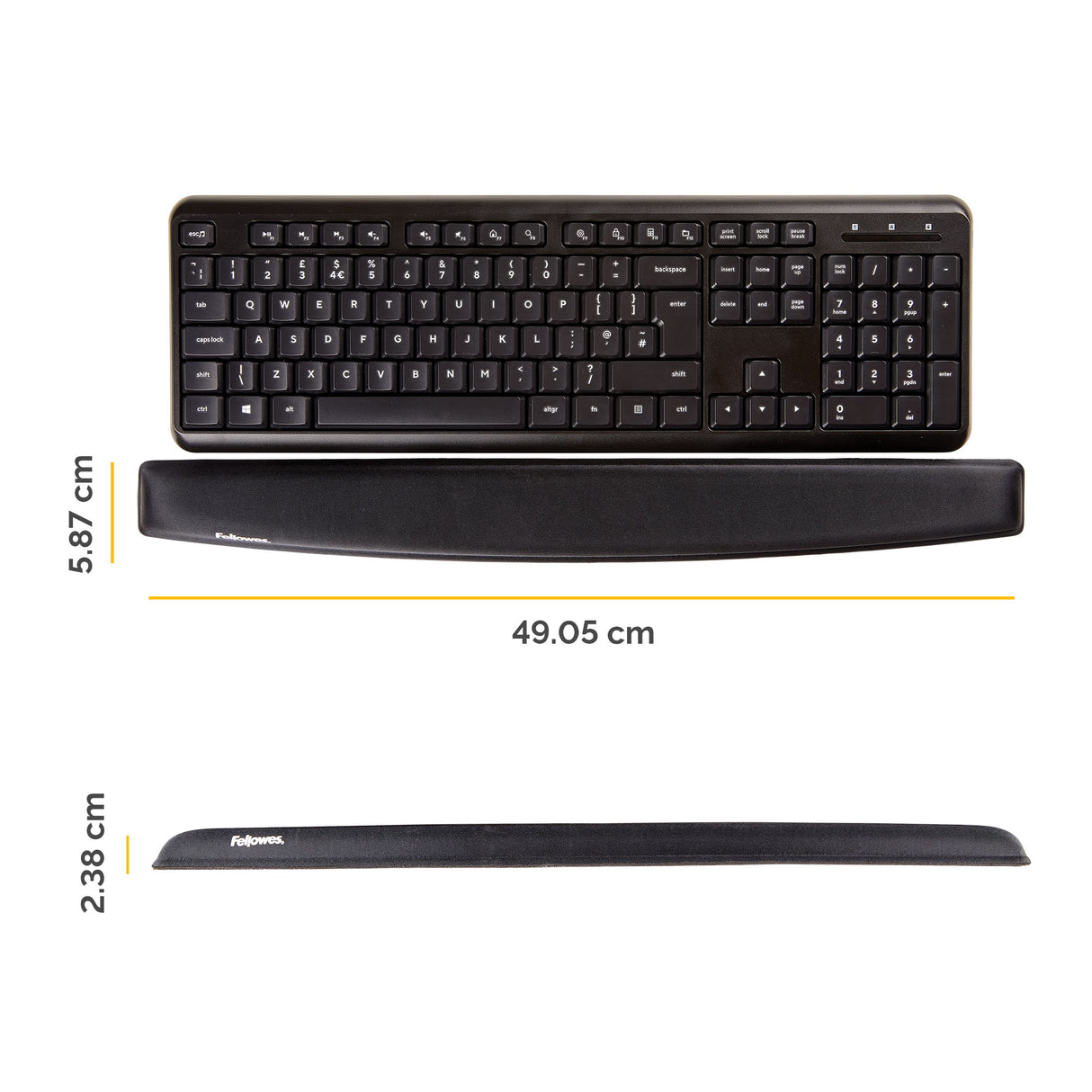 Fellowes Keyboard Wrist Rest - Memory Foam Wrist Rest - Ergonomic Wrist Support for Computer, Laptop, Home Office Use - Black