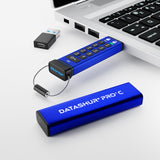 iStorage datAshur PRO+C 32GB | Secure USB Type-C Memory Stick | FIPS 140-3 Level 3 pending | PIN protected | Type C-A adapter included.