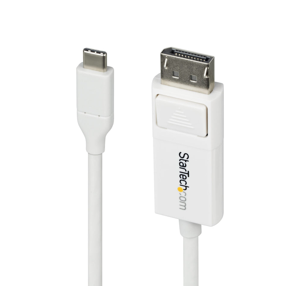 StarTech.com 6ft (2m) USB-C to DisplayPort 1.2 Cable, Bidirectional, 4K 60Hz, White Video Adapter Cord for Apple MacBook Pro / Air M1 M2 M3 M4, Mac Mini / Studio, Thunderbolt Compatible