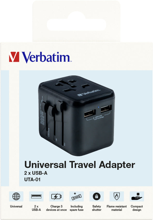 Verbatim 49543 power plug adapter Universal Black