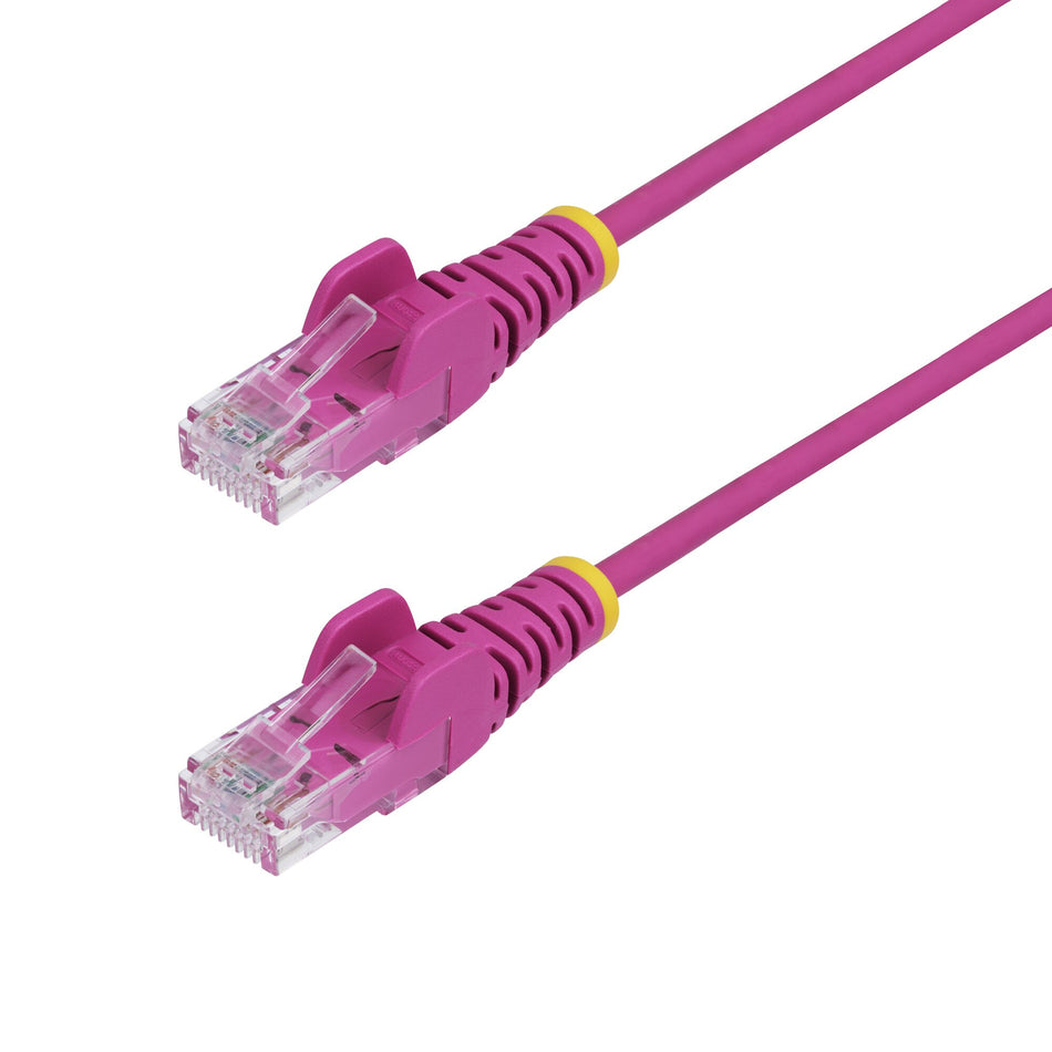 StarTech.com 2m Pink Slim CAT6 Ethernet Cable, Snagless, 100W PoE, UTP, LSZH, 28AWG Pure Bare Copper Wire, Slim RJ45 Network Patch Cord w/Strain Reliefs, Fluke Tested