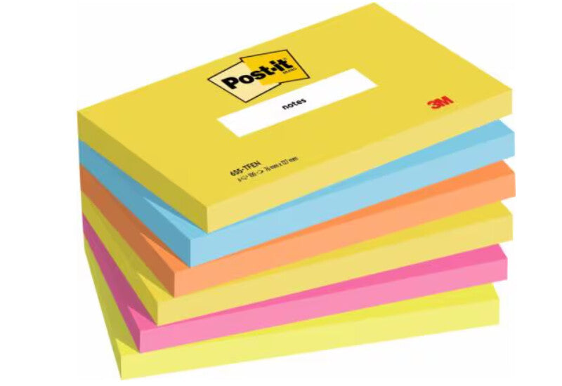 3M 7100172314 note paper Rectangle Blue, Green, Orange, Pink, Yellow 100 sheets Self-adhesive