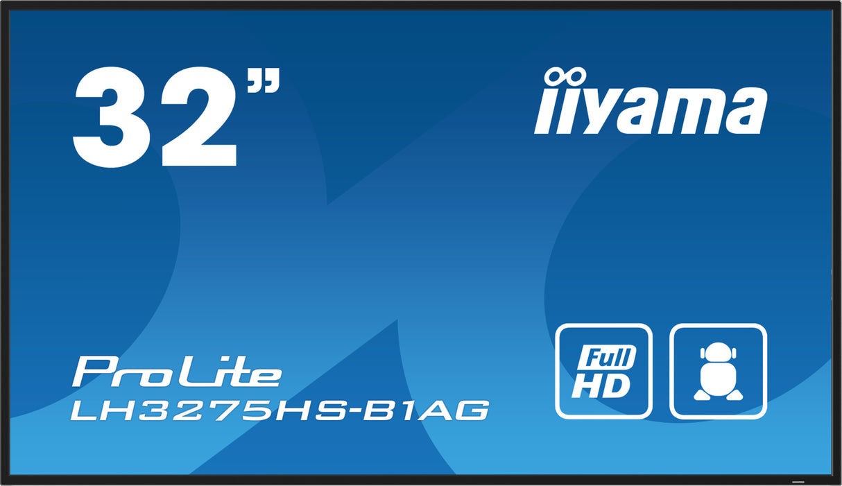 iiyama LH3275HS-B1AG Signage Display Digital signage flat panel 81.3 cm (32") LCD Wi-Fi 500 cd/m² Full HD Black Built-in processor Android 11 24/7