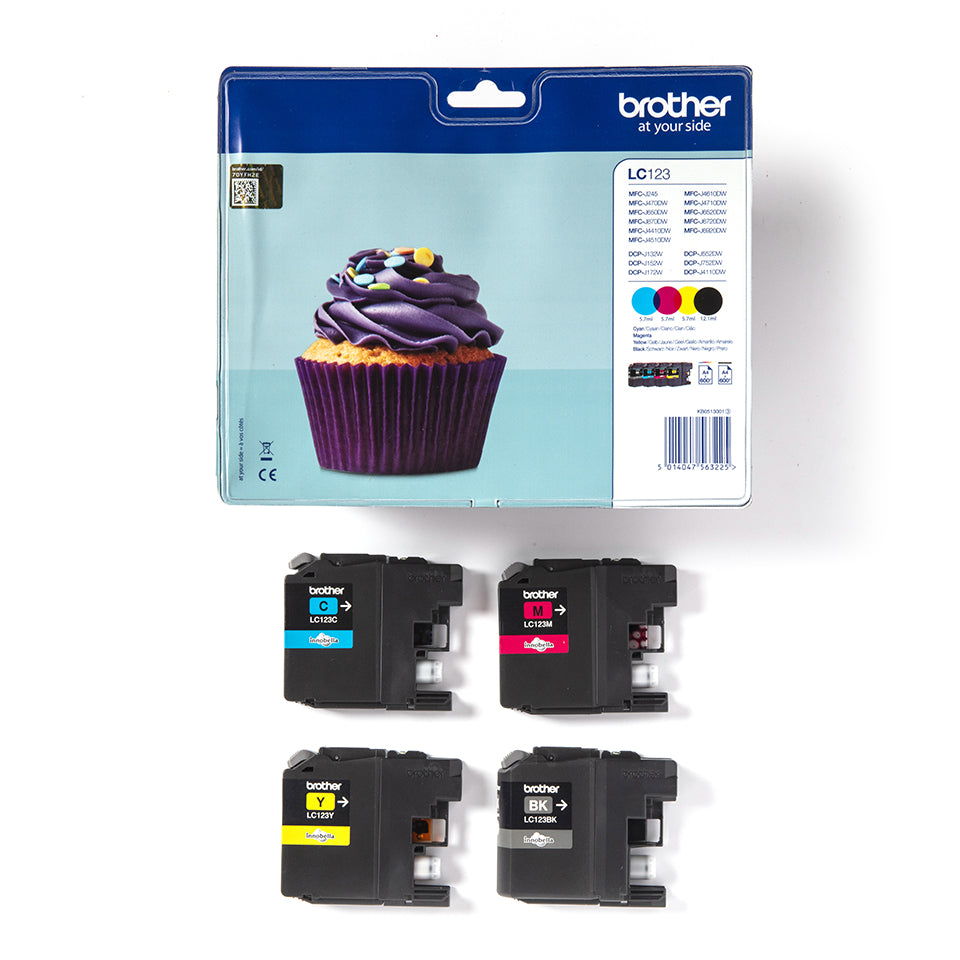 Brother LC-123VALBPDR Ink cartridge multi pack Bk,C,M,Y, 4x600 pages ISO/IEC 24711 Pack=4 for Brother DCP-J 132/MFC-J 4510/MFC-J 6920