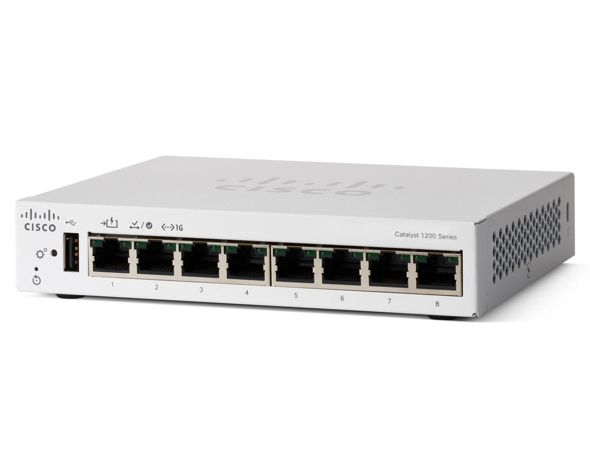 Cisco Catalyst 1200-8T-D Smart Switch, 8 Port GE, Ext PS, Desktop, Limited Lifetime Protection (C1200-8T-D)