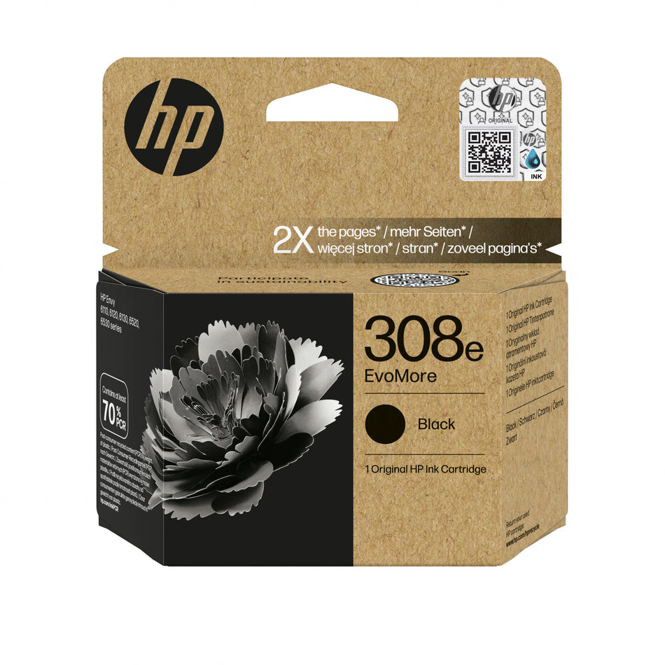 HP 308e EvoMore Black Original Ink Cartridge