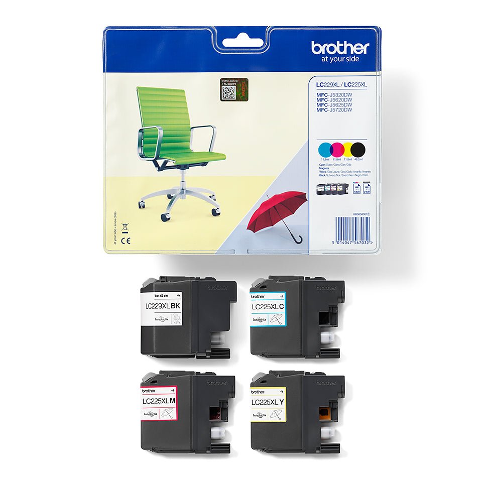 Brother LC-229XLVALBP Ink cartridge multi pack Bk,C,M,Y 2400pg + 3x1200pg Pack=4 for Brother MFC-J 5320