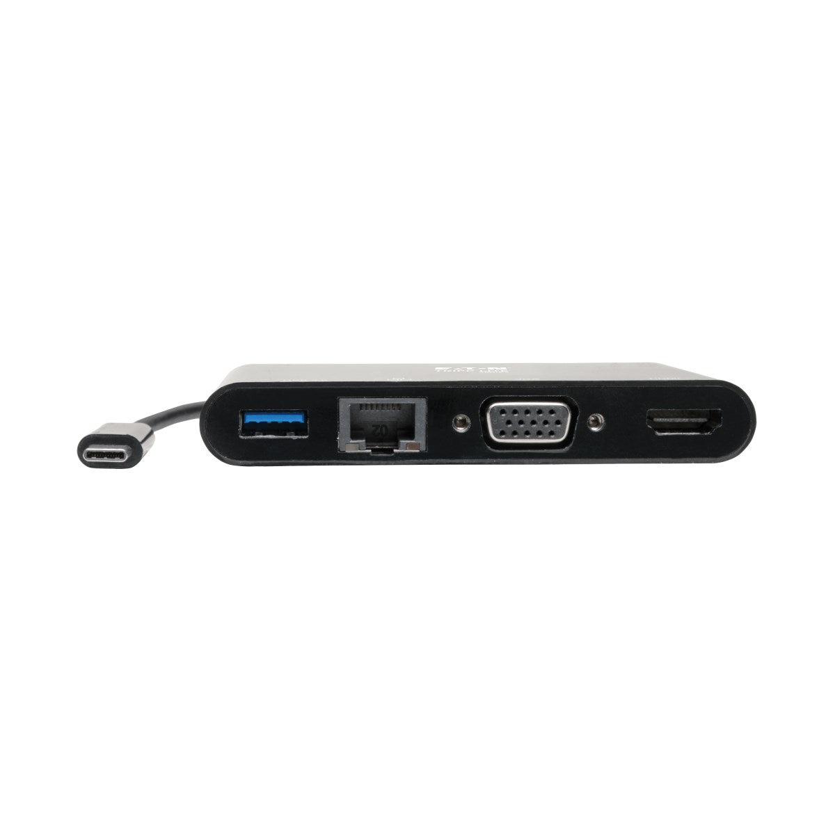 Tripp Lite U444-06N-HV4GUB USB-C Multiport Adapter - 4K HDMI, VGA, USB 3.x (5Gbps) Hub Port, GbE, HDCP, Black