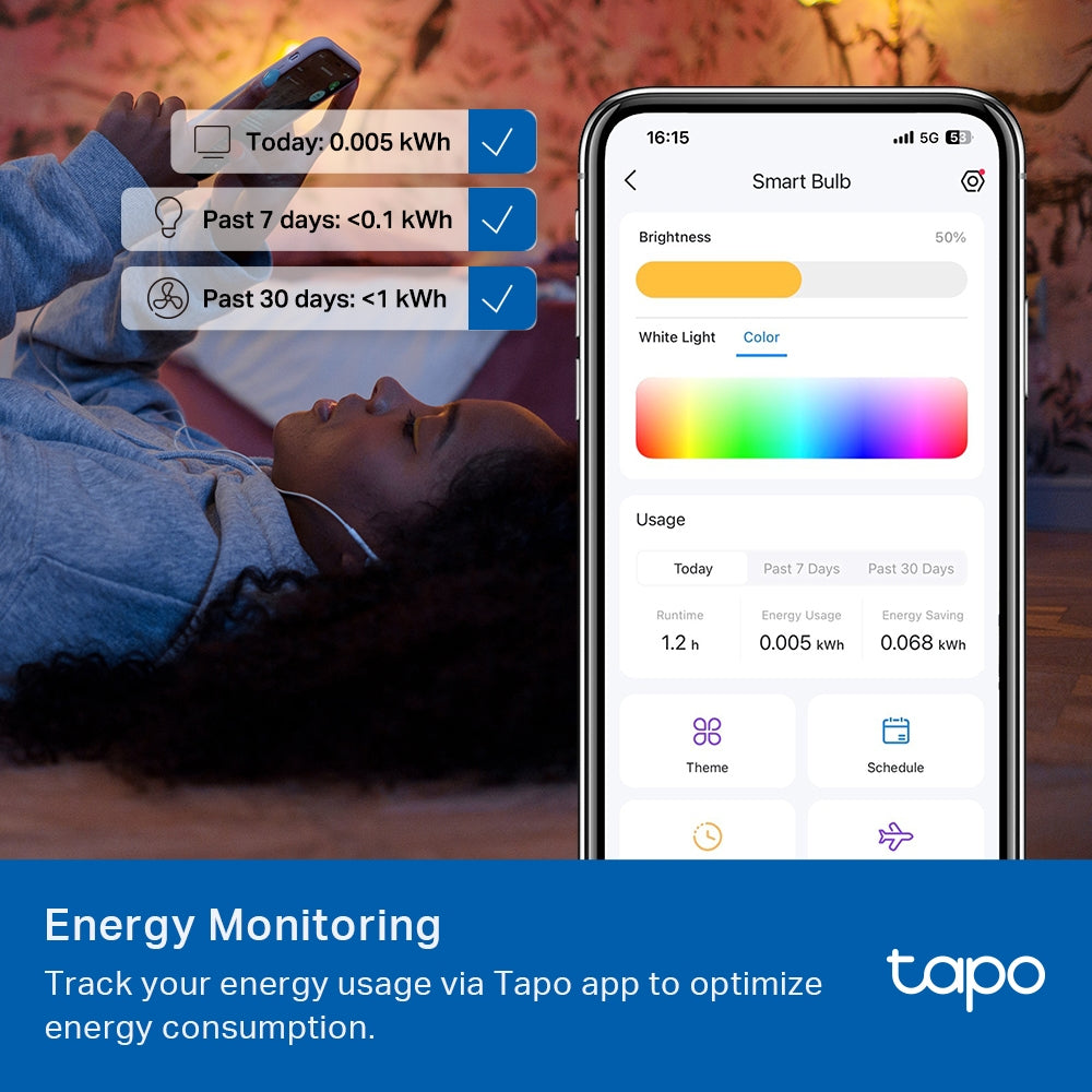 TP-Link Tapo Smart WiFi Light Bulb, Multicolor