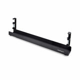 StarTech.com Under Desk Cable Management Tray, Length Adjustable Cable Organizer, Clamp-On Installation, No Drilling Required, Power Bar Holder, Black