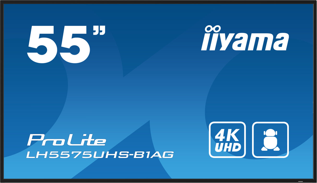 iiyama LH5575UHS-B1AG Signage Display Digital signage flat panel 138.7 cm (54.6") LCD Wi-Fi 500 cd/m² 4K Ultra HD Black Built-in processor Android 11 24/7