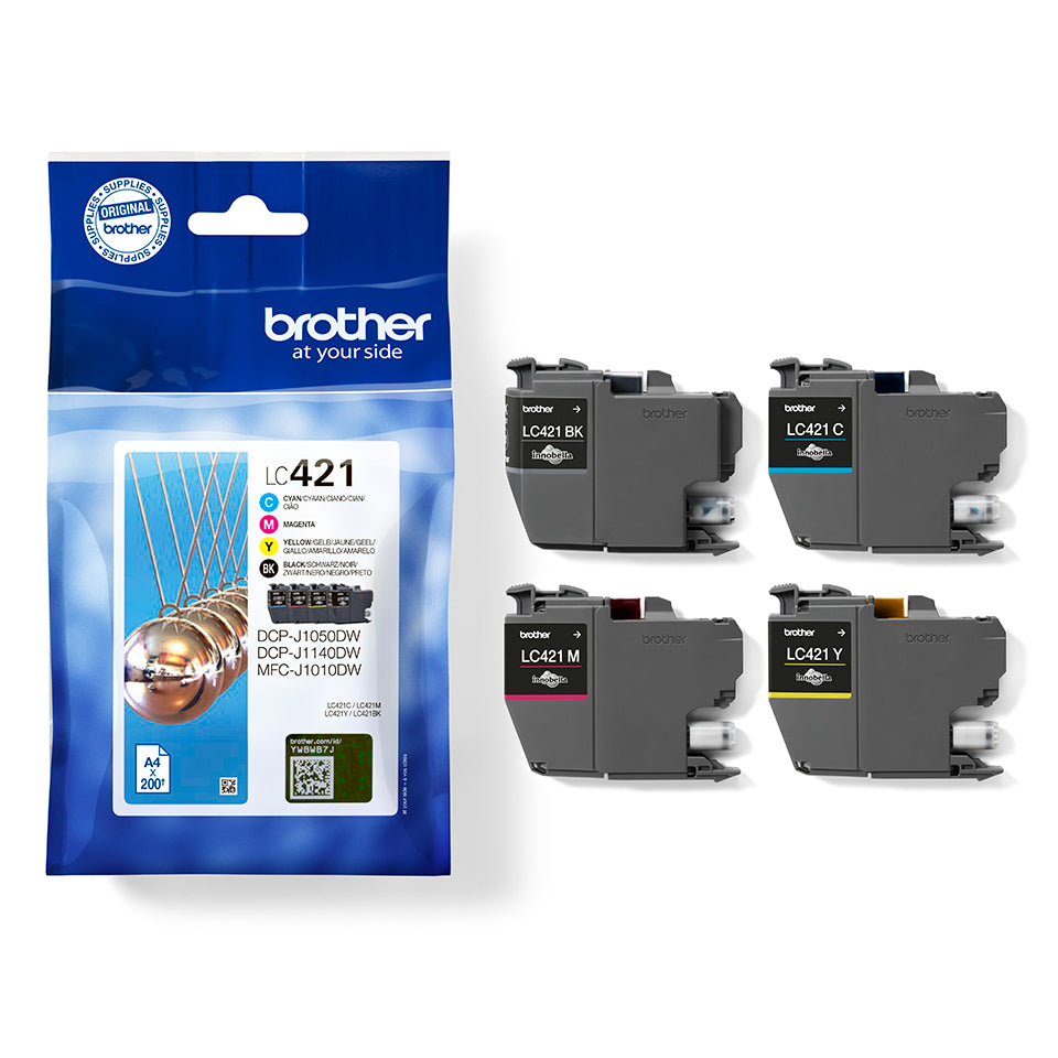 Brother LC-421VAL Ink cartridge multi pack Bk,C,M,Y, 4x200 pages Pack=4 for Brother DCP-J 1050