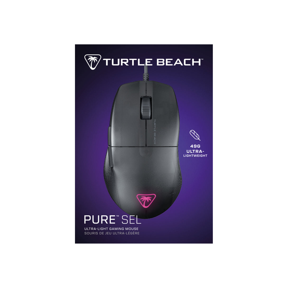 Turtle Beach Pure SEL - Ultra-Light Ergonomic RGB Gaming Mouse, 8K DPI Optical Sensor, Mechanical Switches, Pretension System, Pure PTFE glides, RGB Illumination Black