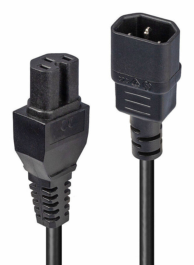 Lindy 2m IEC C14 to IEC C15 'Hot Condition' Power Cable, Black