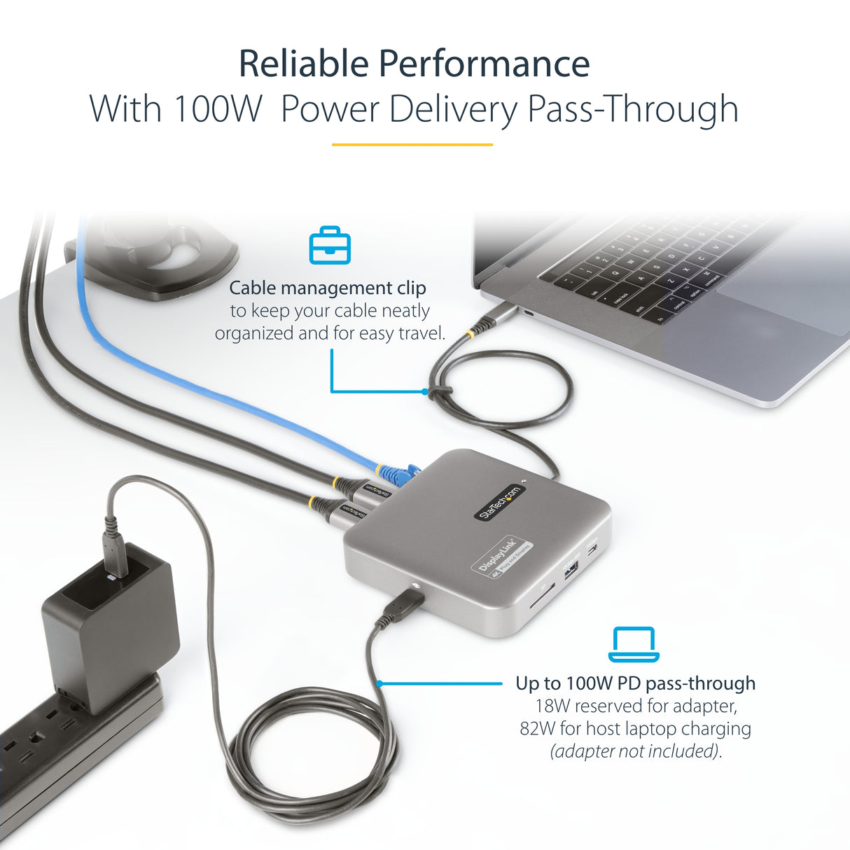 StarTech.com USB C Multiport Adapter, Dual 4K 60Hz HDMI 2.0b, HDR10, 2x 10Gbps USB Hub, 100W PD Pass-Through, GbE, SD, 14"/35cm Cable, Mini Dock, Laptop Docking Station, Win/Mac