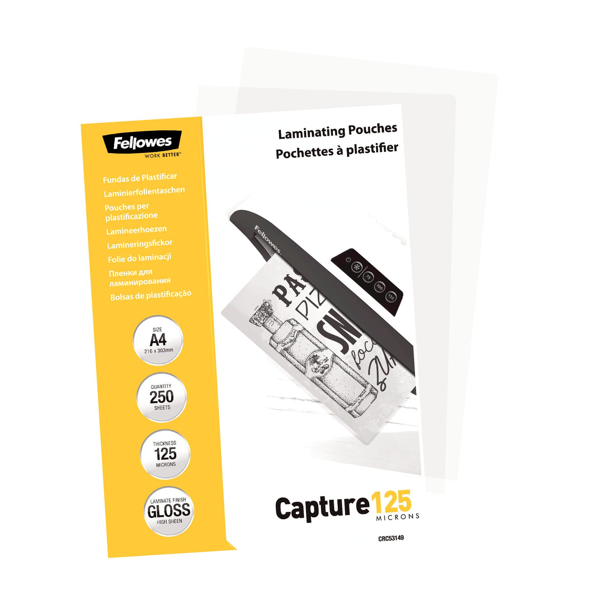 Fellowes A4 Glossy 125 Micron Laminating Pouch Value Pack