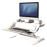 Fellowes Sit Stand Desk Riser - Lotus DX Height Adjustable Sit Stand Desk Converter with Cable Management & Antibacterial Protection - No Assembly Required - Max Weight 15.8KG - White