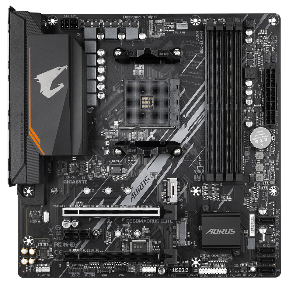 GIGABYTE B550M AORUS ELITE Motherboard - Supports AMD Ryzen 5000 Series AM4 CPUs, 5+3 Phases Pure Digital VRM, up to 4733MHz DDR4 (OC), 2xPCIe 3.0 M.2, GbE LAN, USB 3.2 Gen1