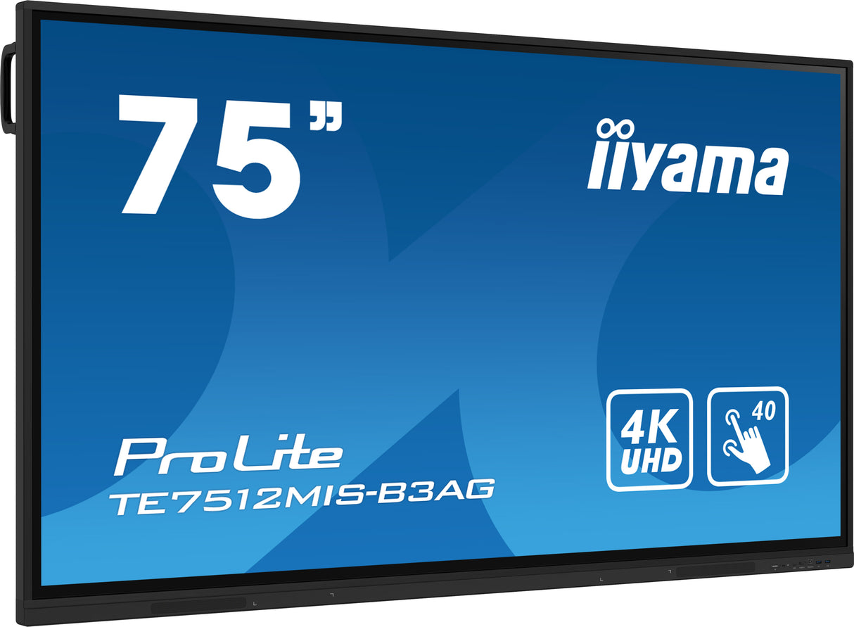 iiyama TE7512MIS-B3AG Signage Display Kiosk design 190.5 cm (75") LCD Wi-Fi 400 cd/m² 4K Ultra HD Black Touchscreen Built-in processor Android 11 24/7