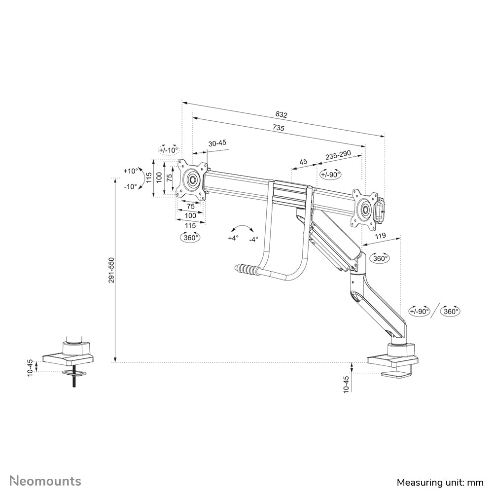 Neomounts desk monitor arm