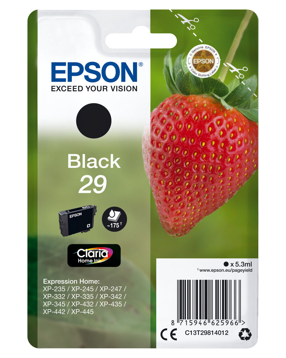 Epson Strawberry Singlepack Black 29 Claria Home Ink