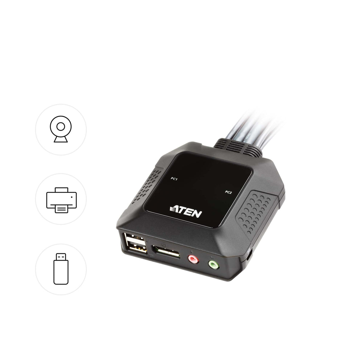 ATEN CS22DP KVM switch Black