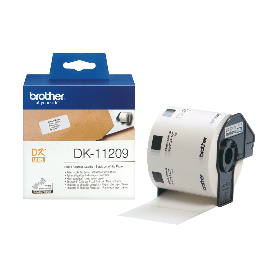 Brother DK-11209 DirectLabel Etikettes 29mm x 62mm 800 for Brother P-Touch QL/700/800/QL 12-102mm/QL 12-103.6mm