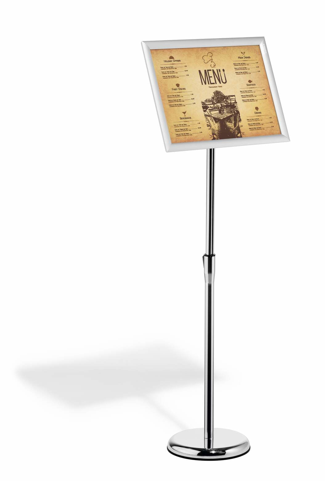 Durable 479923 sign holder/information stand A3 Aluminium, Plastic, Steel Silver