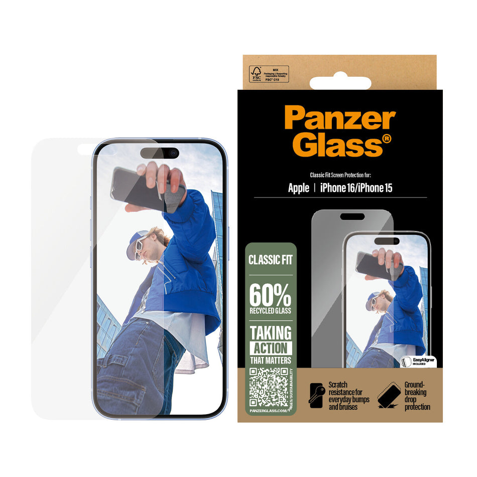 PanzerGlass ® Screen Protector iPhone 16 | 15 | Classic Fit