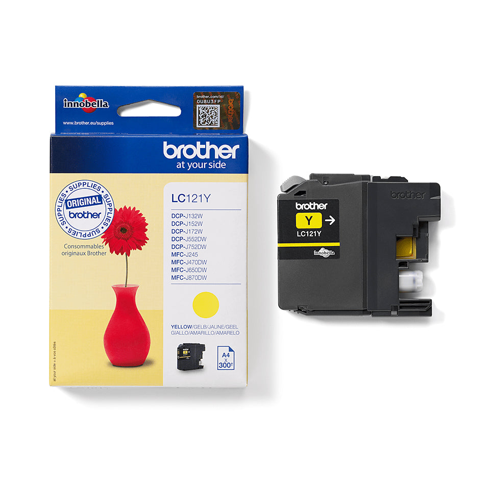 Brother LC-121Y Ink cartridge yellow, 300 pages ISO/IEC 24711 3.9ml for Brother DCP-J 132/MFC-J 285