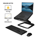 Fellowes Laptop Stand for Desk - Hana LT Laptop Stand for the Home and Office - Adjustable Laptop Stand with 3 Height Adjustments - Max Monitor Size 19", Max Weight 4.5KG - Black