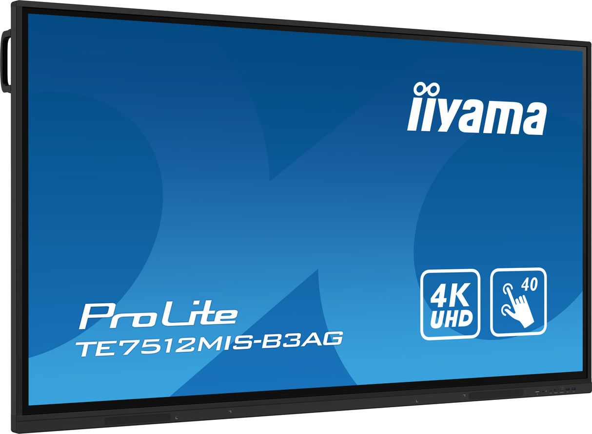 iiyama TE7512MIS-B3AG Signage Display Kiosk design 190.5 cm (75") LCD Wi-Fi 400 cd/m² 4K Ultra HD Black Touchscreen Built-in processor Android 11 24/7