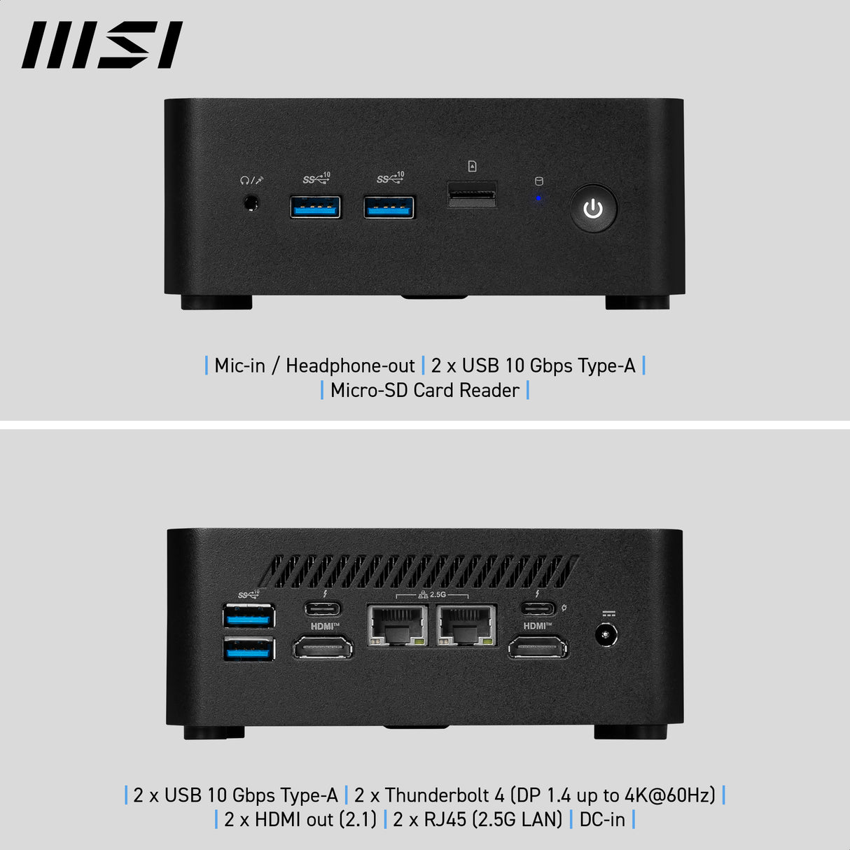 MSI Cubi NUC 1M Intel Core 3 100U (14th Gen) Barebone, NUC, SFF, Mini Computer, HTPC, (NO RAM, NO Storage, NO OS), UHD Graphics/DDR5/Dual ThunderBolt 4/Dual HDMI/Dual LAN/WiFi 6E/BT 5.3/VESA