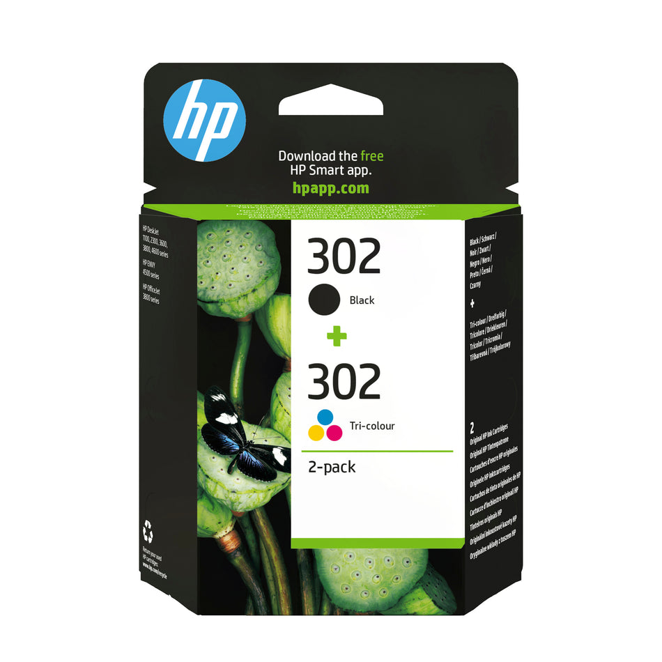 HP 302 2-pack Black/Tri-color Original Ink Cartridges