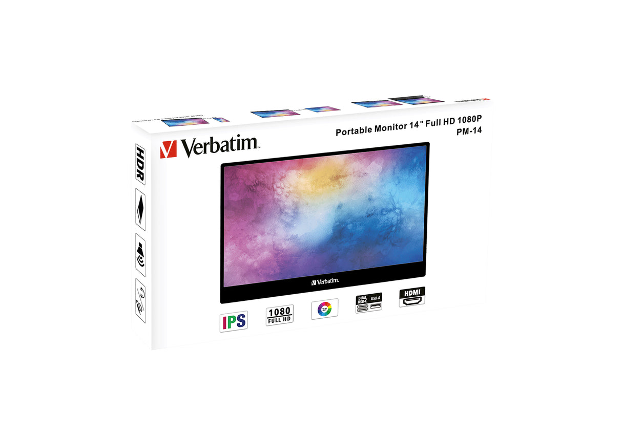 Verbatim 49590 computer monitor 35.6 cm (14") 1920 x 1080 pixels Full HD LCD Black