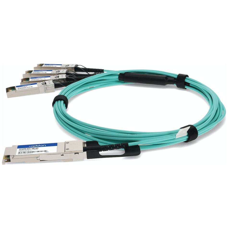 AddOn Networks 721070-B21-3M-AO InfiniBand/fibre optic cable QSFP+ 4x SFP+ AOC Green