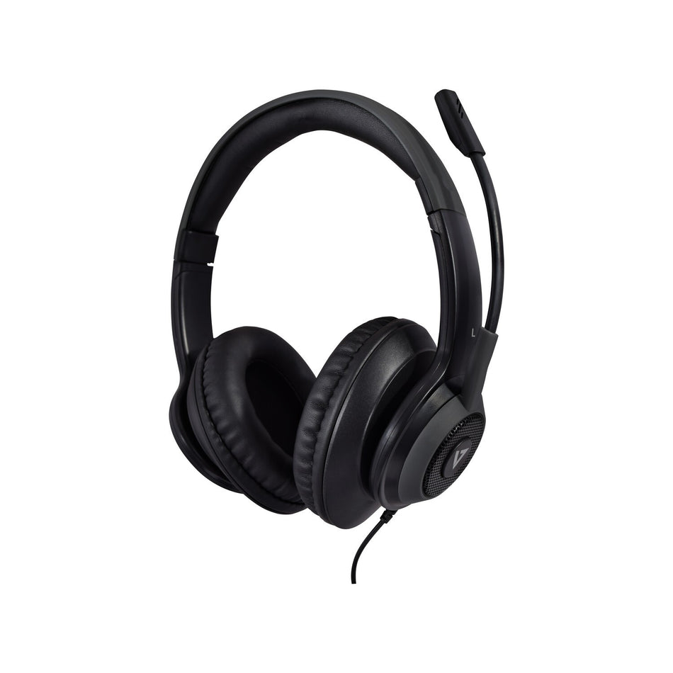 V7 Premium Over-ear Stereo Headset, Boom Mic, PC, Mac, Tablets, Laptop Computer, Gaming, Video Conferencing, 3.5mm, USB