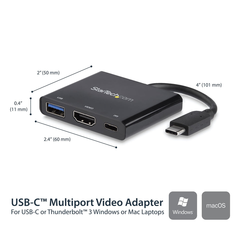 StarTech.com USB-C Multiport Adapter with HDMI - USB 3.0 Port - 60W PD - Black