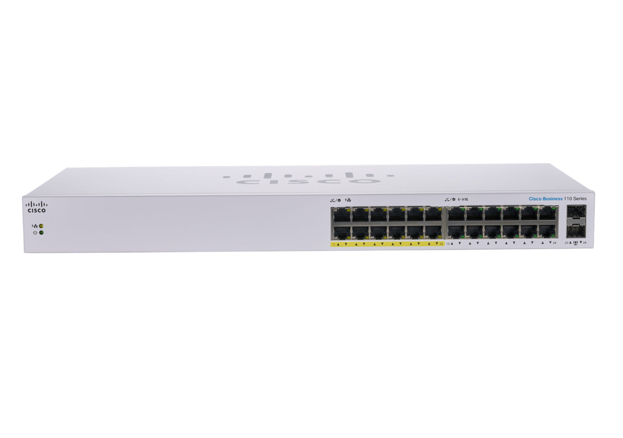 Cisco Business CBS110-24PP-D Unmanaged Switch | 24 Port GE | Partial PoE | 2x1G SFP Shared | Limited Lifetime Protection (CBS110-24PP-D)