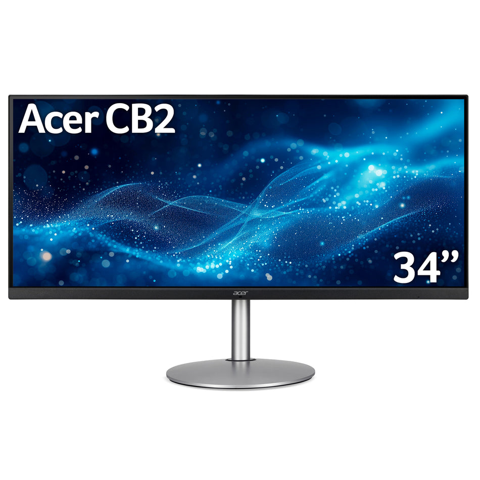 Acer CB2 CB342CKsmiiphzx 34 inch UWQHD Ultrawide Monitor (IPS Panel, FreeSync, 75Hz, 1ms, HDR 10, Height Adjustable Stand, DP, HDMI, USB Hub, Silver/Black)