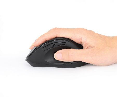 Manhattan Ergonomic Wireless Mouse, Right Handed, Adjustable 800/1200/1600dpi, 2.4Ghz (up to 10m), Six Button with Scroll Wheel, Combo USB=A and USB-C receiver, Black, AA battery (included), Three Year Warranty, Retail Box