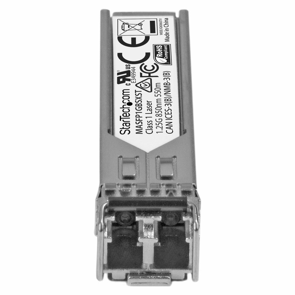 StarTech.com Cisco Meraki MA-SFP-1GB-SX Compatible SFP Transceiver Module - 1000BASE-SX~Cisco Meraki MA-SFP-1GB-SX Compatible SFP Module - 1000BASE-SX - 1GbE Multimode Fiber MMF Optic Transceiver - 1GE Gigabit Ethernet SFP - LC 550m - 850nm - DDM Cisco Me